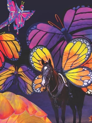 Image of Butterfly Dreams and horse themed for the new butterfly dreams show at Dolly Parton's Stampede.