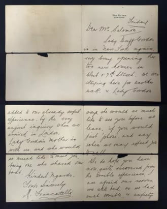Letter Written by Laura Francatelli, Titanic Survivor