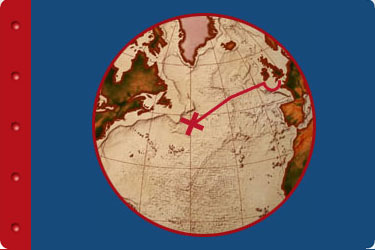 old map showing the Titanic's route