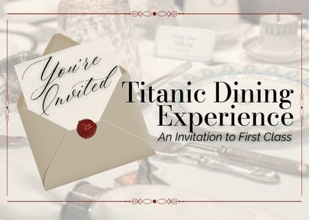 An image of a first-class table setting representing the new Titanic Dining Experience 
