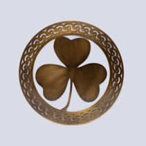 Brass Shamrock Pin with Circle around it.