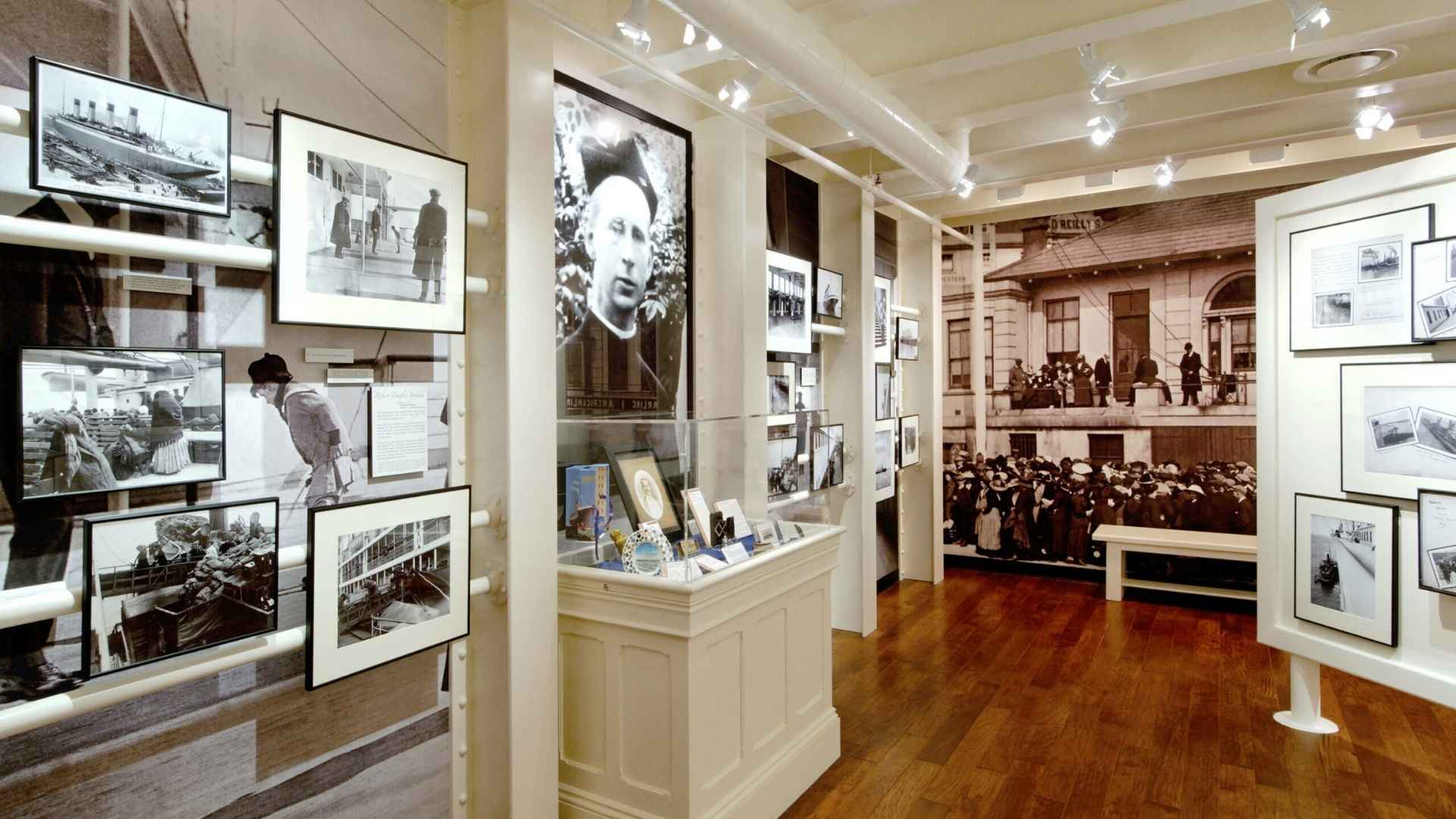Image of the Father Browne Gallery at the Titanic Museum showcases some of the only images of life aboard Titanic.