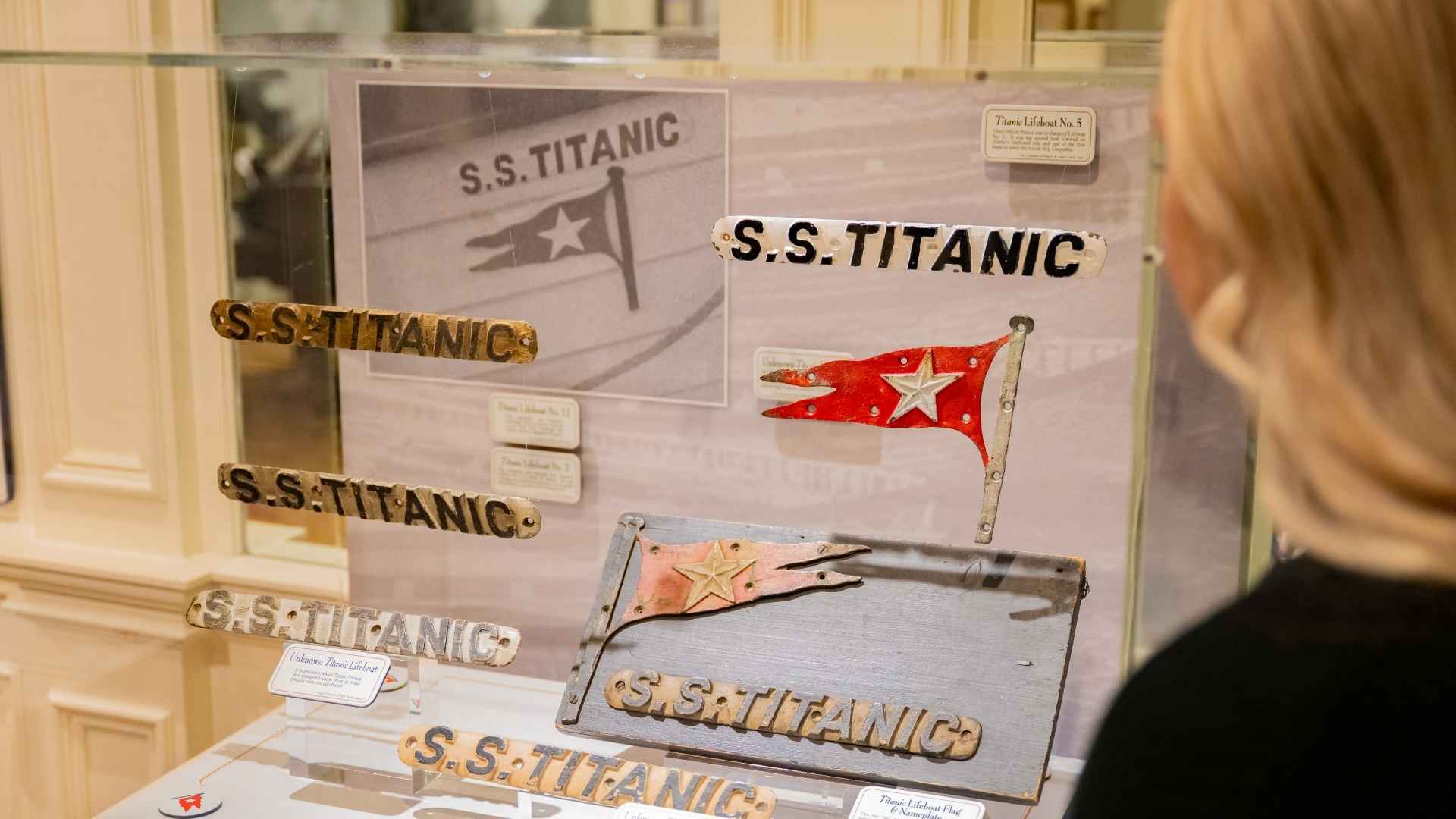 An image of Titanic Lifeboat Plaques, some on display for the first time ever.